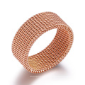 Trendy Stainless Steel Rose Gold Plated Mesh Chain Middle Finger Ring